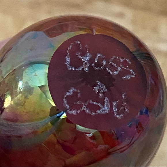 Signed Iridescent Murano Style 2-inch Egg Glass Paperweight - Picture 11 of 11